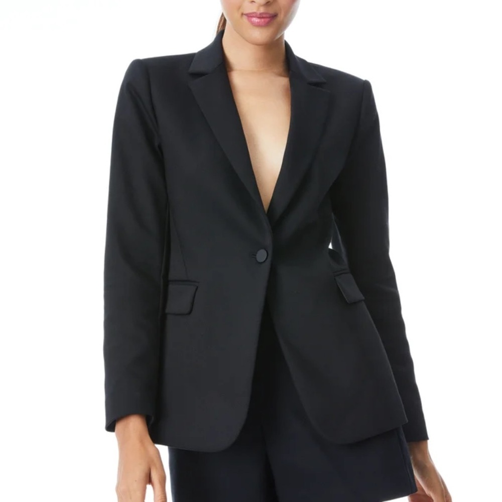 Alice + Olivia Classics Black Single Button Blazer Pockets Lined Size 4 Business - Picture 1 of 16